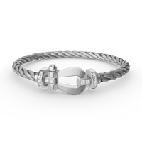 [Globe Jewelers]FORCE LARGE HORSESHOE HALF DIAMOND BRACELET SILVER