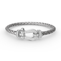 [Globe Jewelers]FORCE LARGE HORSESHOE FULL DIAMOND BRACELET SILVER